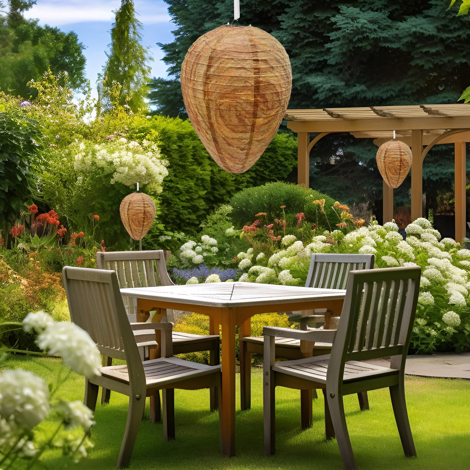diimoy four nests garden display showing coverage across patio and trees