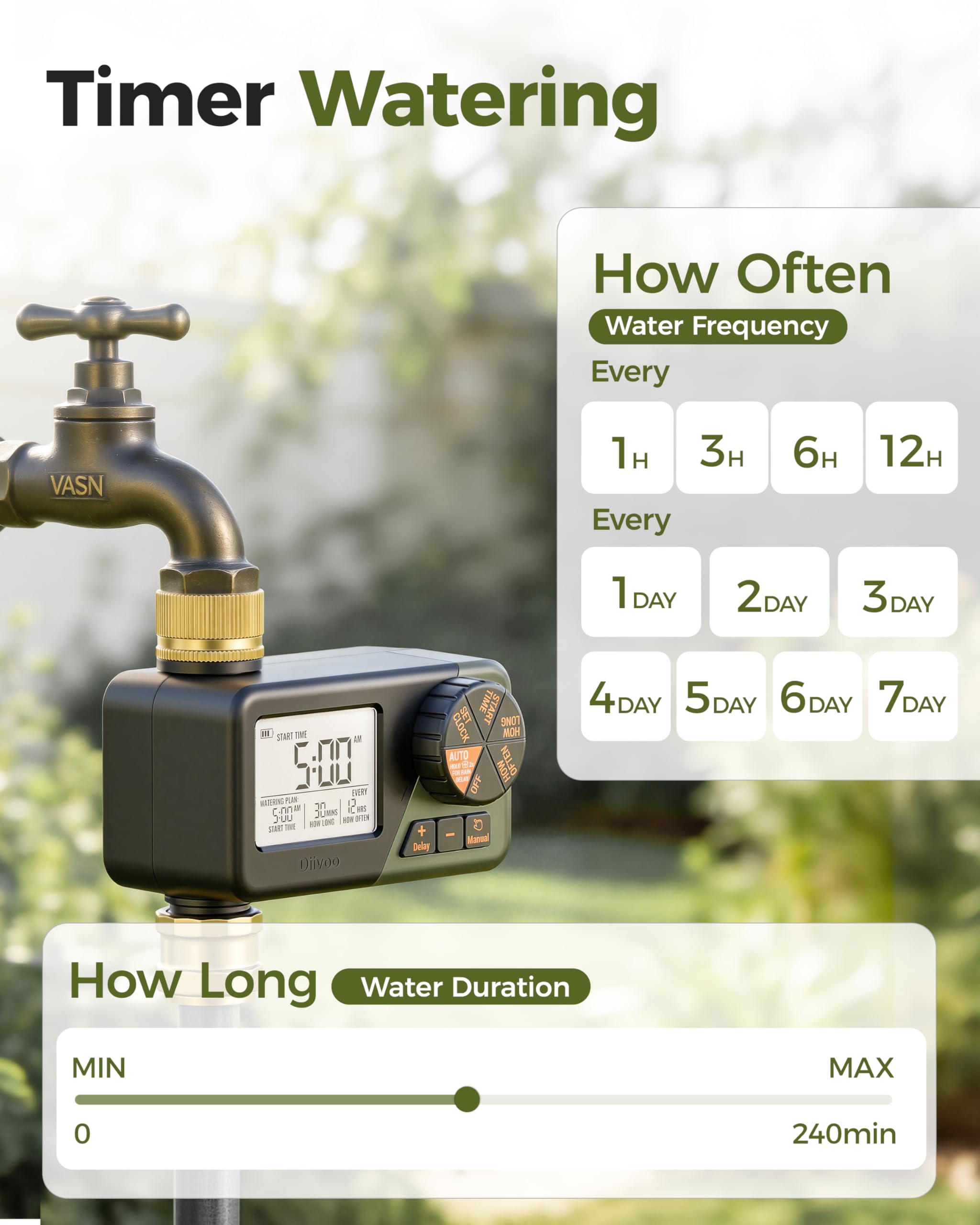 Diivoo clear digital display showing next schedule for easy program monitoring