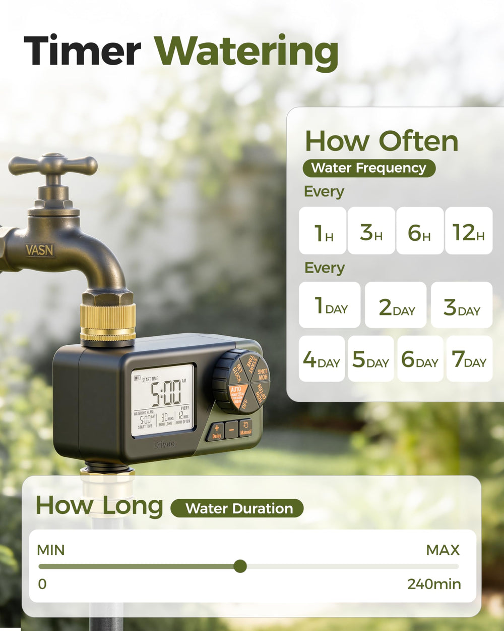 Diivoo clear digital display showing next schedule for easy program monitoring