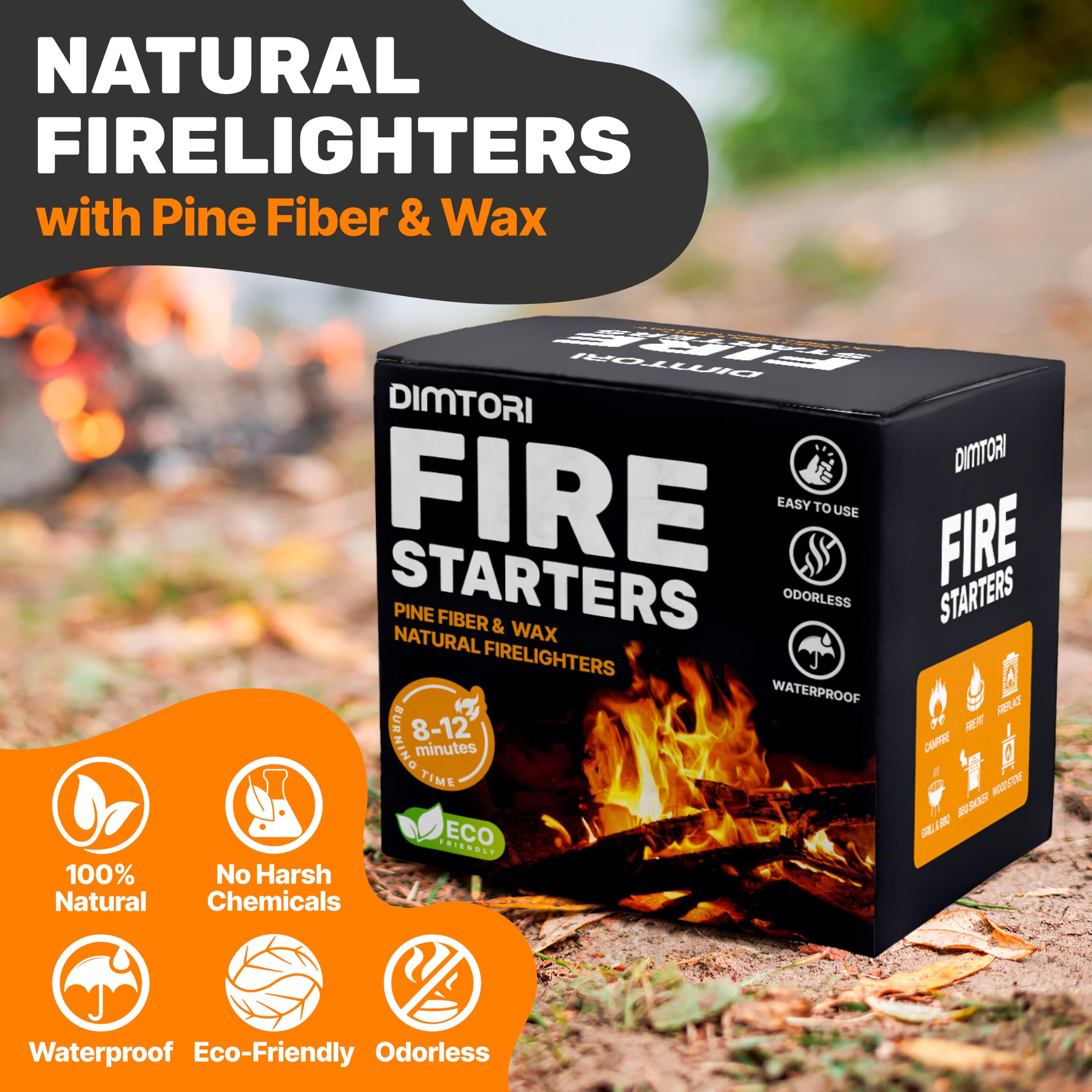 DIMTORI burning in fireplace providing steady flame and warmth