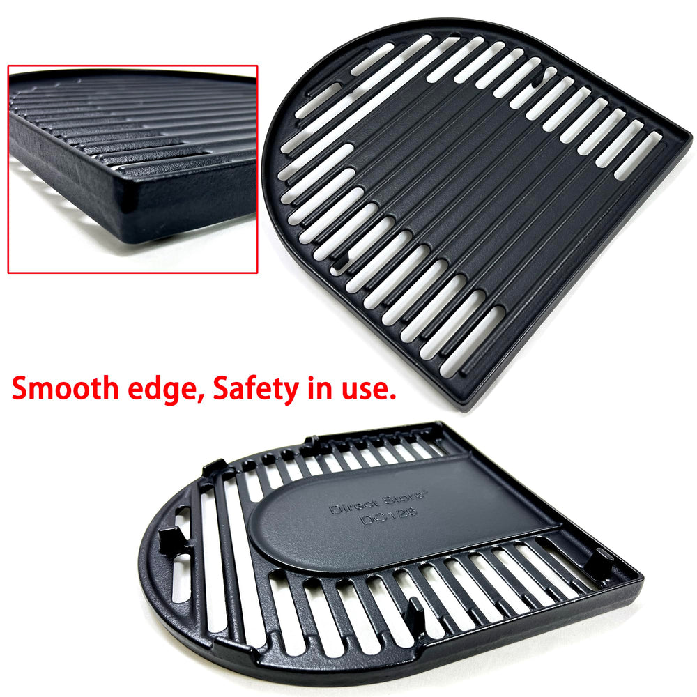 Direct Store grates beside ruler for scale showing dimensions and easy replacement benefit