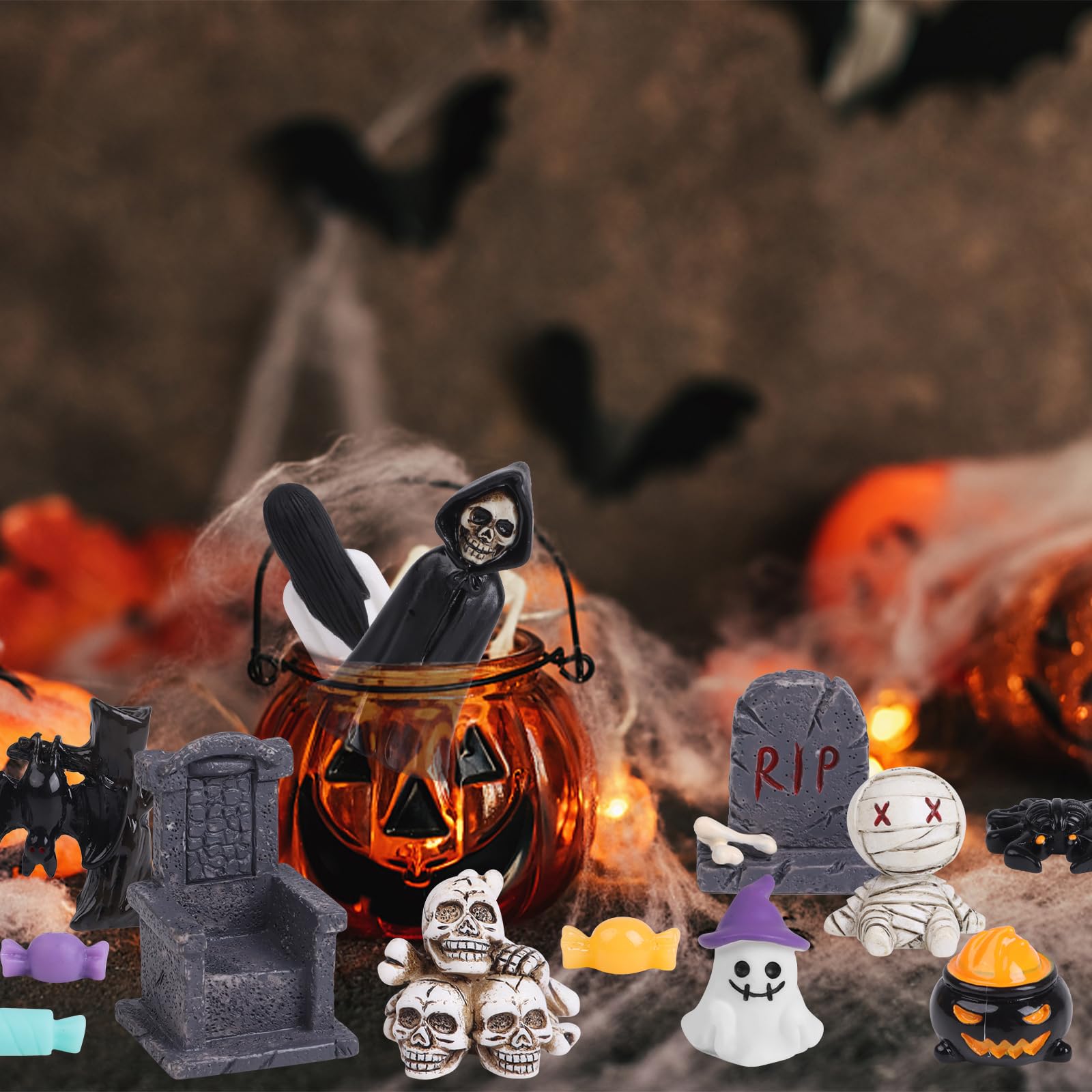 DIYASY fairy garden with Halloween miniatures illustrating creative display inspiration