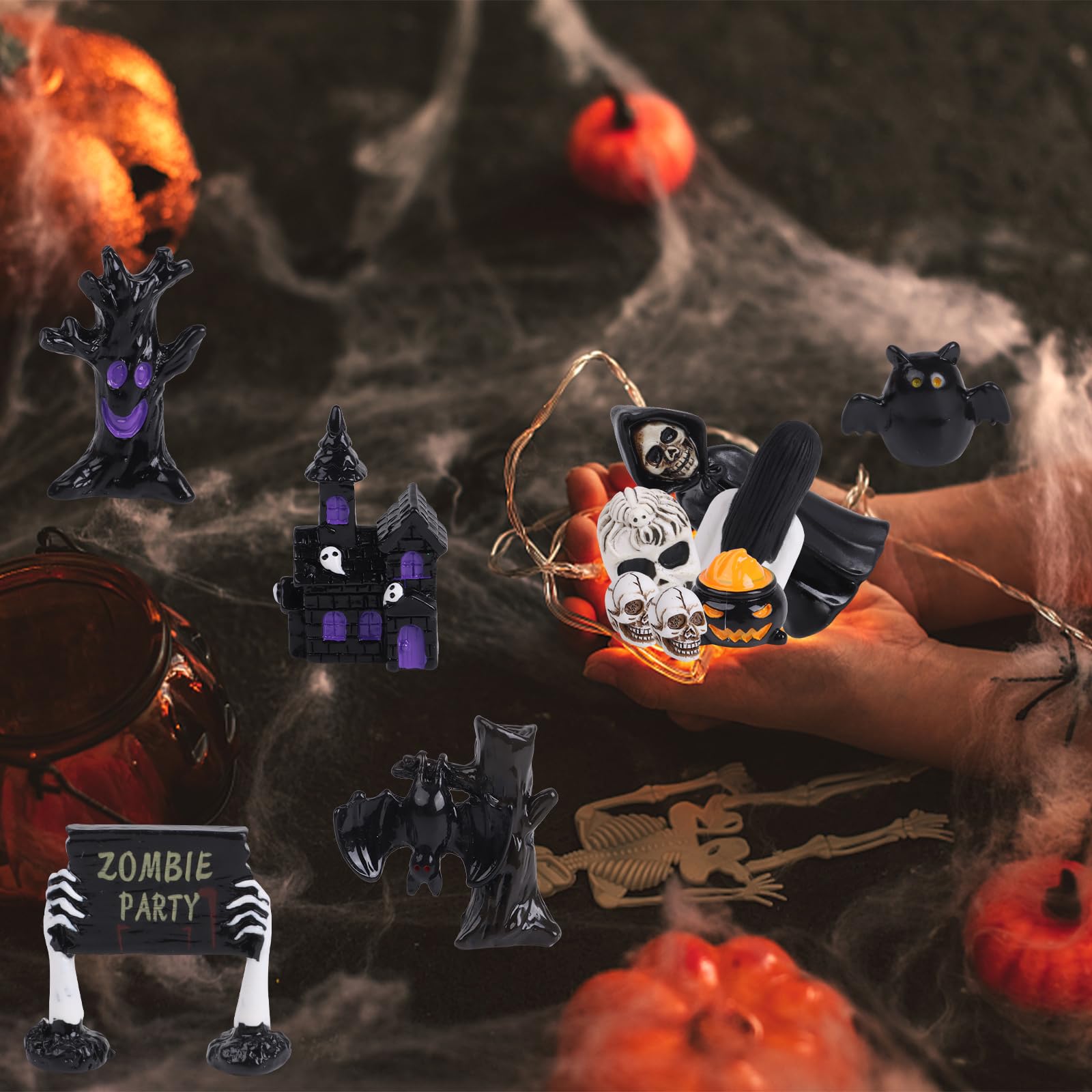 DIYASY tiny haunted houses staged to create a miniature Halloween village atmosphere