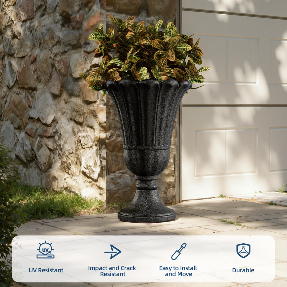 Diyfire planter with topiary on porch creating formal entrance symmetry
