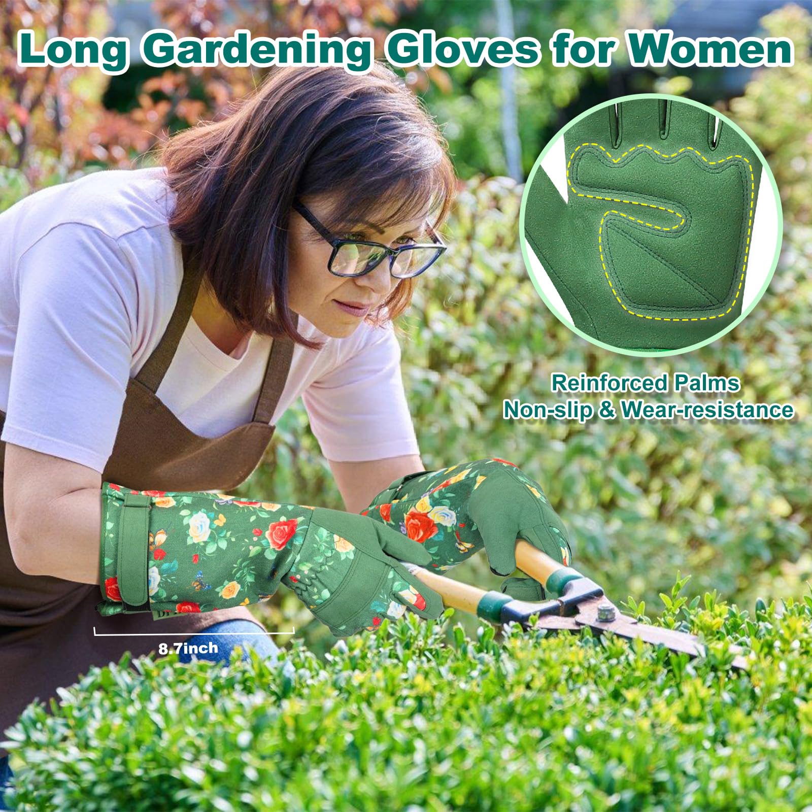 DLY gloves pruning a rose bush, protecting hands and improving control