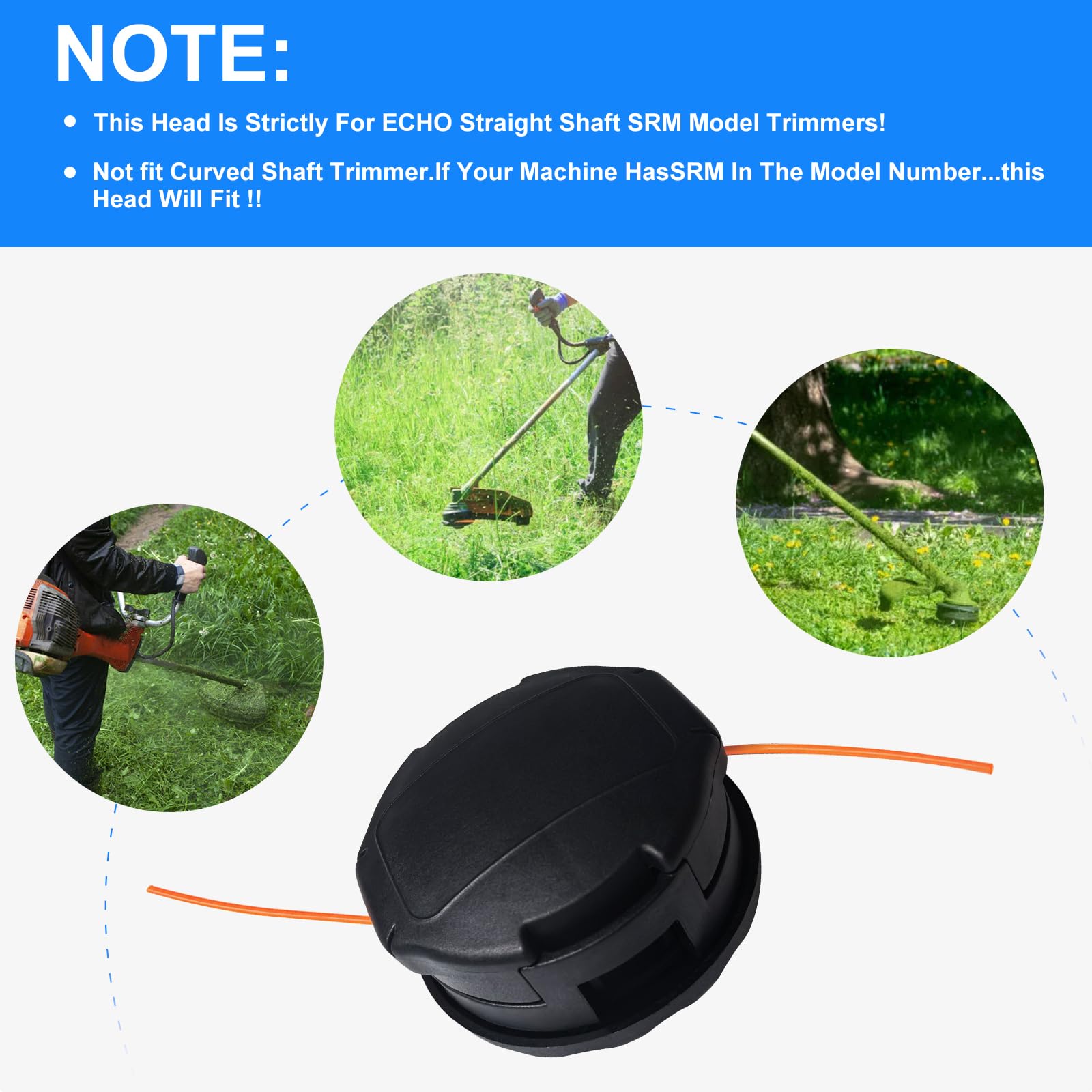 DMKJIDP installed on Echo straight-shaft trimmer demonstrating easy bump-feed benefit