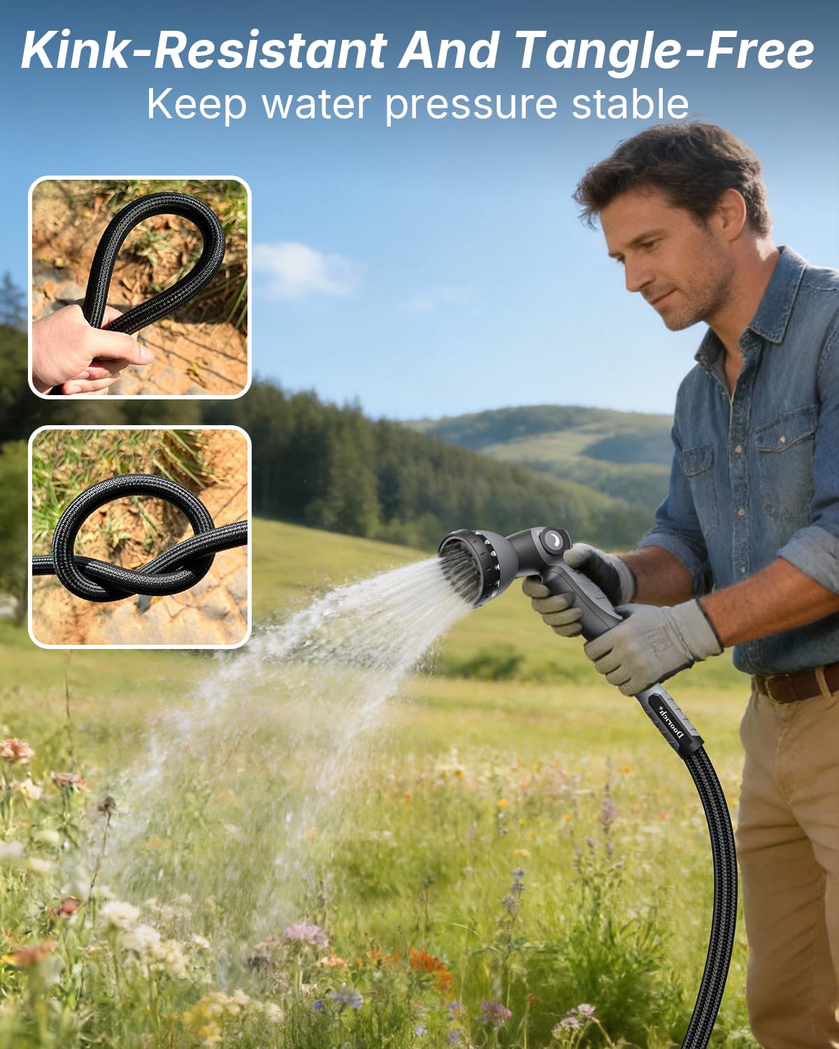 Doorich hose texture and jacket detail showing durability and easy cleaning benefit