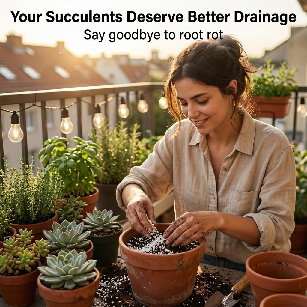 Doter perlite mixed into potting soil improving drainage and structure