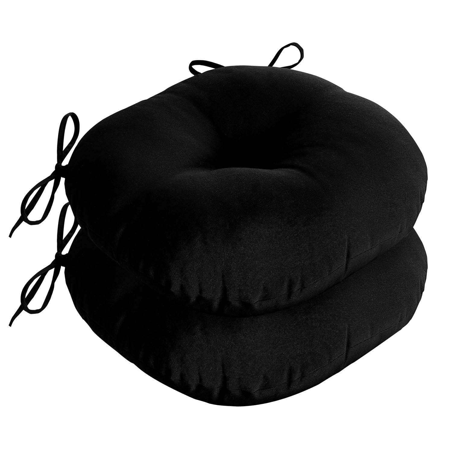 downluxe front view black bistro cushions showing neat finish and outdoor-ready look
