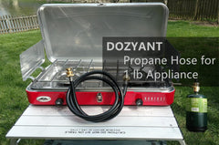DOZYANT hose laid beside a tape measure showing 5 ft length for placement planning