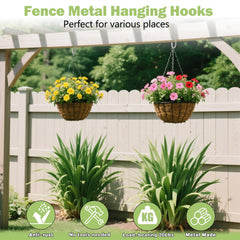Dpyrrhic hook installed on vinyl fence with planter showing tidy display benefit