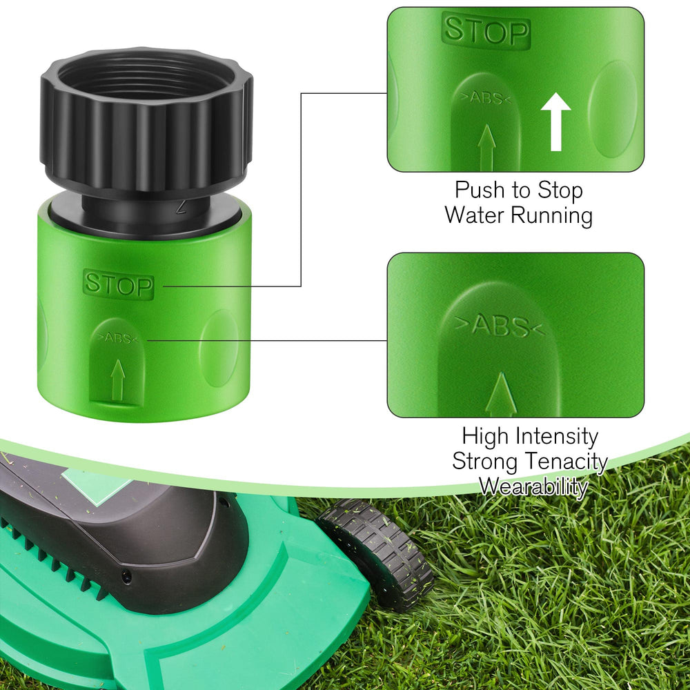 Dreyoo connected to hose flushing mower underside showing faster cleanup advantage
