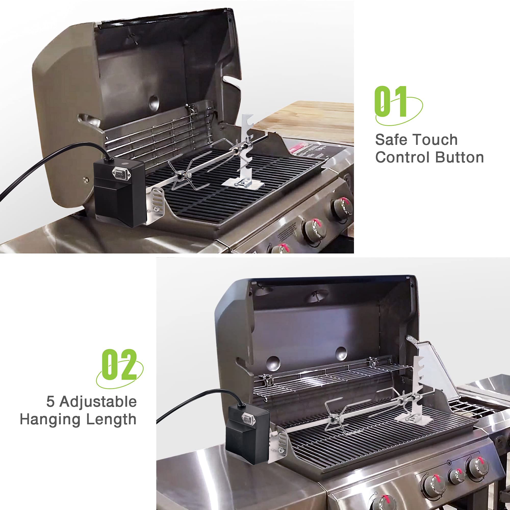 Dreyoo rotisserie motor with waterproof switch for safe, steady rotation