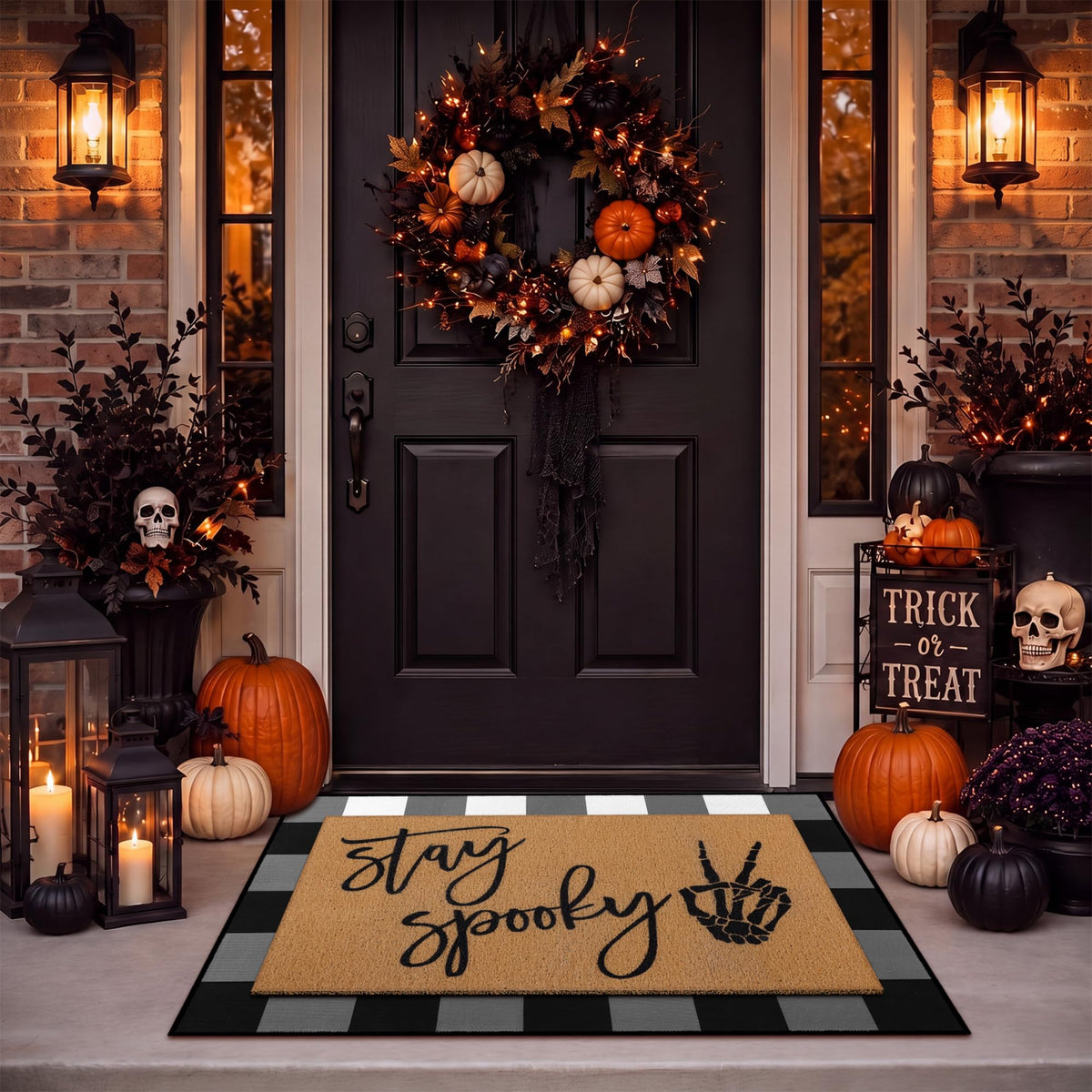 Drydiet front view of layered doormat showing seasonal curb appeal
