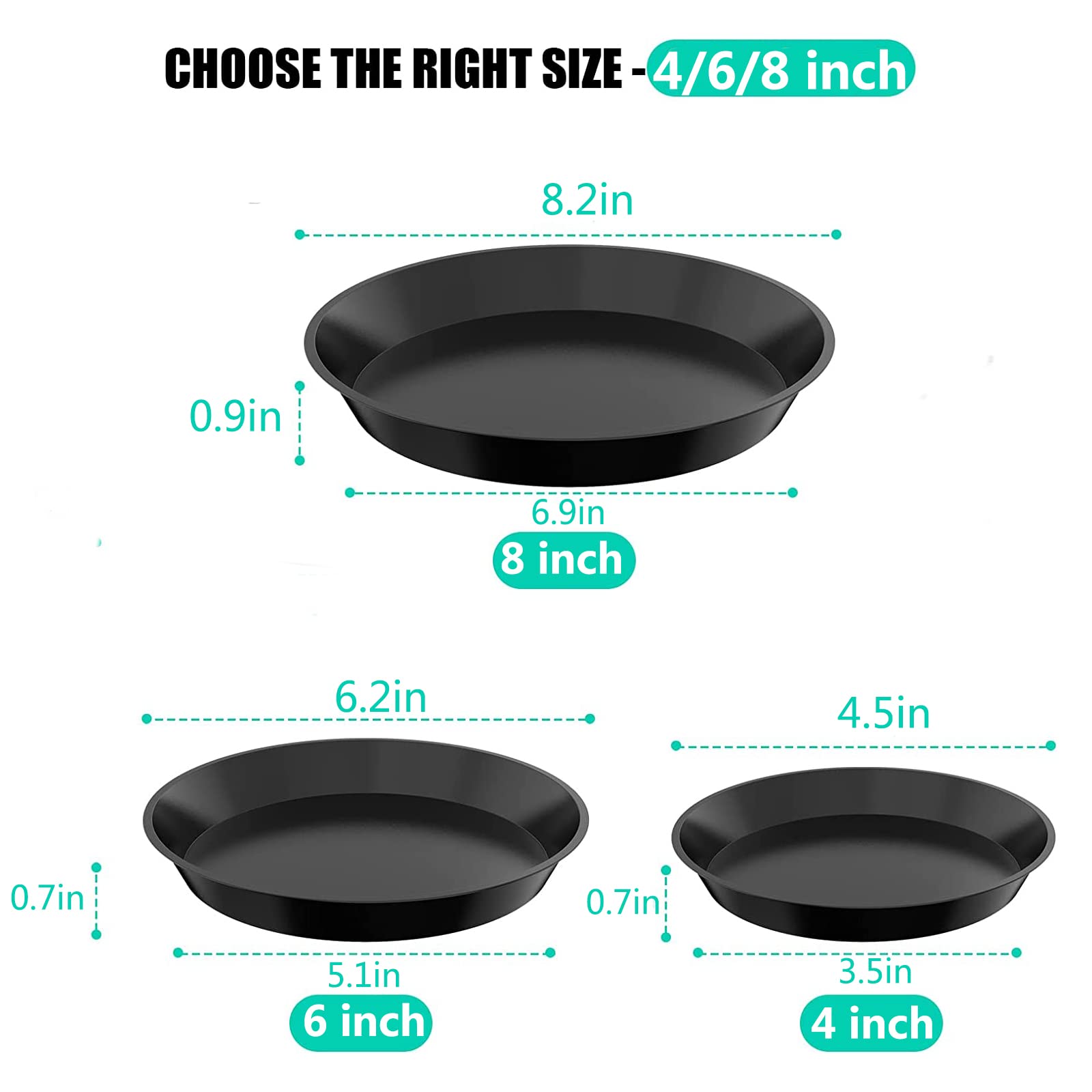 DUNPUTE top view showing three saucer sizes for fit selection