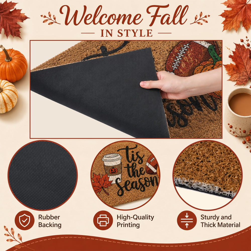 Dunzy printed football pumpkin and maple leaf detail for seasonal charm