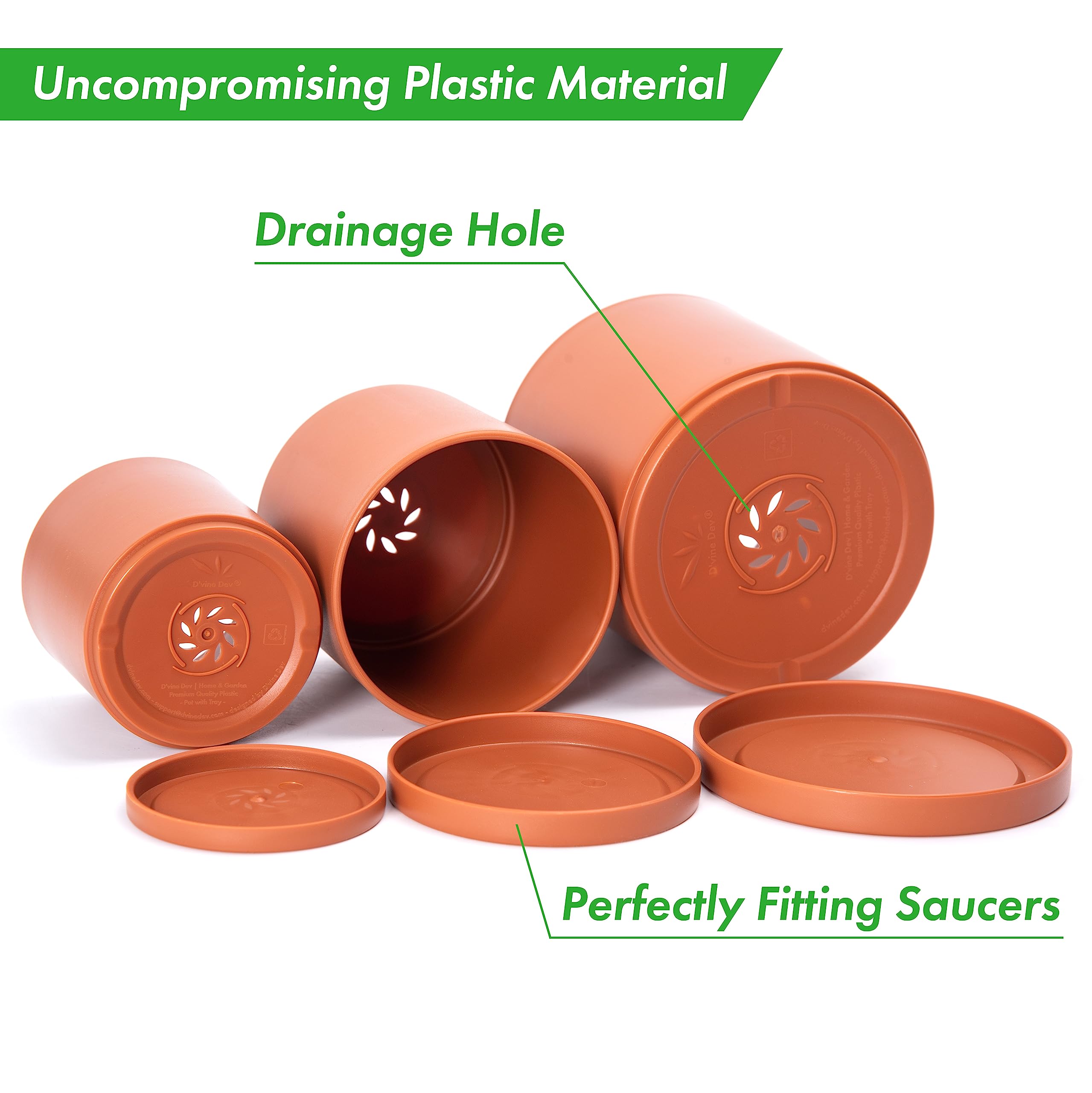 D'vine Dev drainage hole with saucer showing water control and surface protection benefit