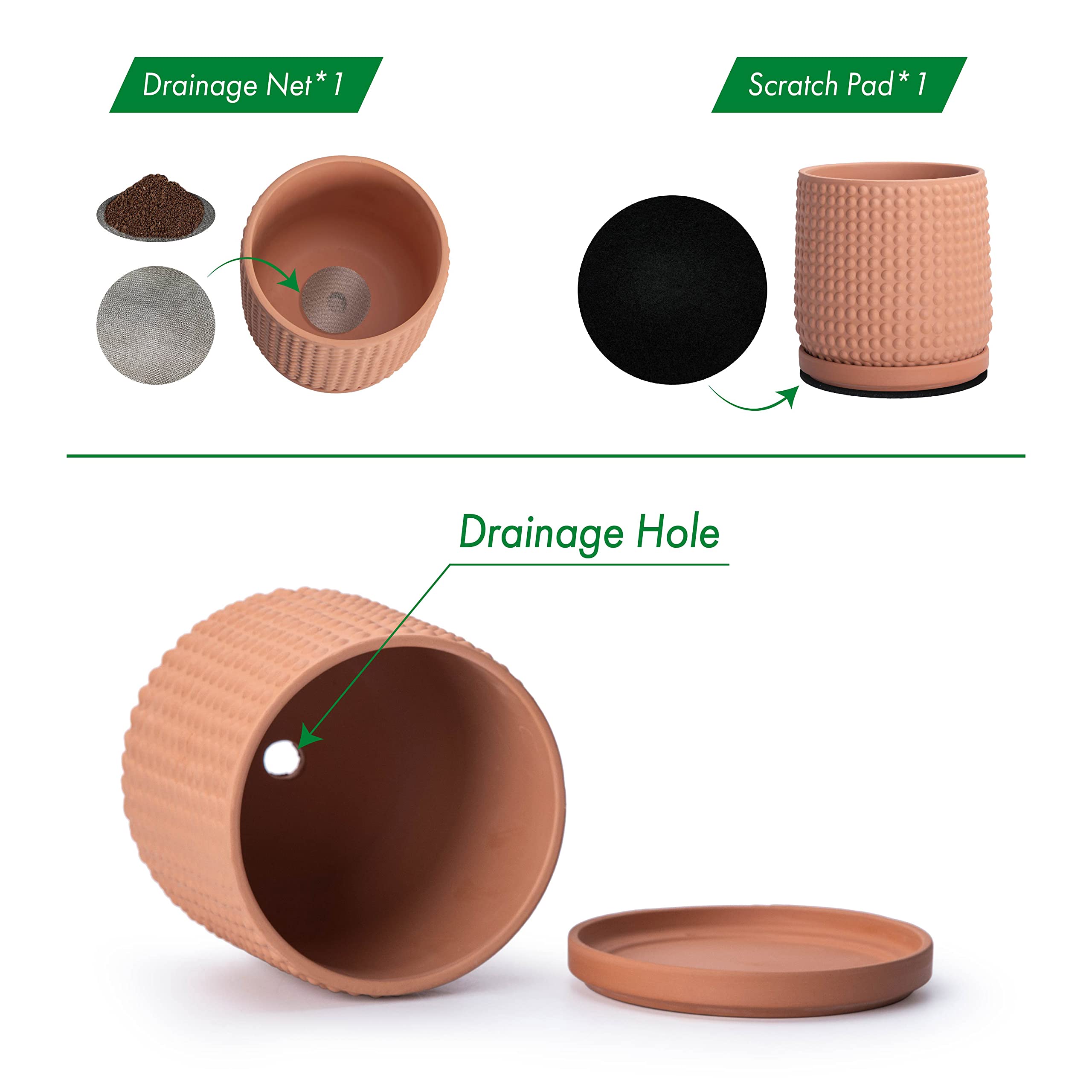 D'vine Dev ceramic saucer fitted under pot keeping surfaces clean