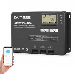 Dyness controller front panel showing LED and buttons for easy monitoring