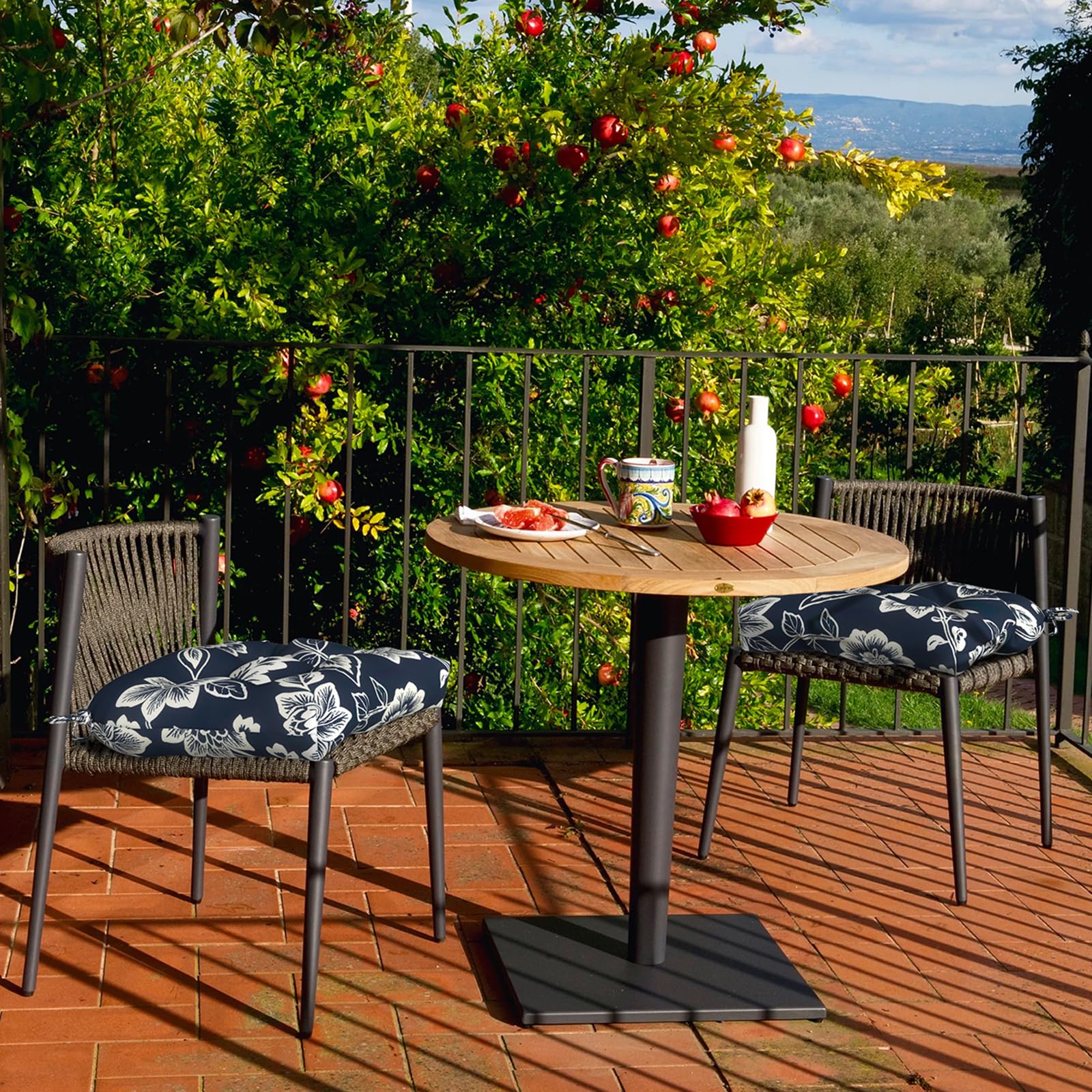 DYTXIII on patio table and chairs showing outdoor-ready style and ambiance