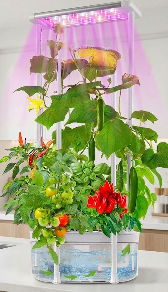 E SUPEREGROW front view of full hydroponic kit showing compact design and benefits