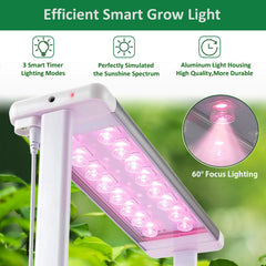 E SUPEREGROW adjustable LED light extended to tallest position for better growth