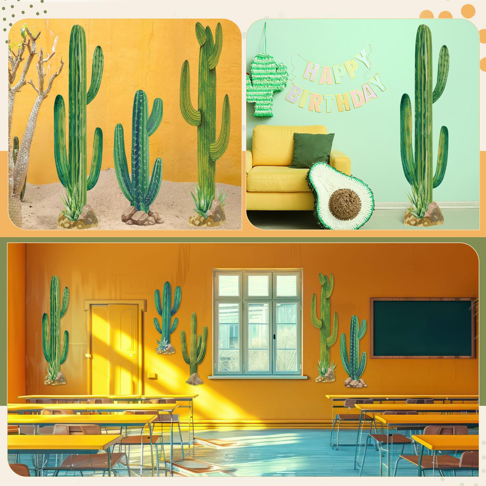 Eaasty stakes used on a party table with decorations, enhances fiesta theme