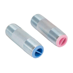 Eastman heat trap nipples front view showing blue and red pair and color-coded ease