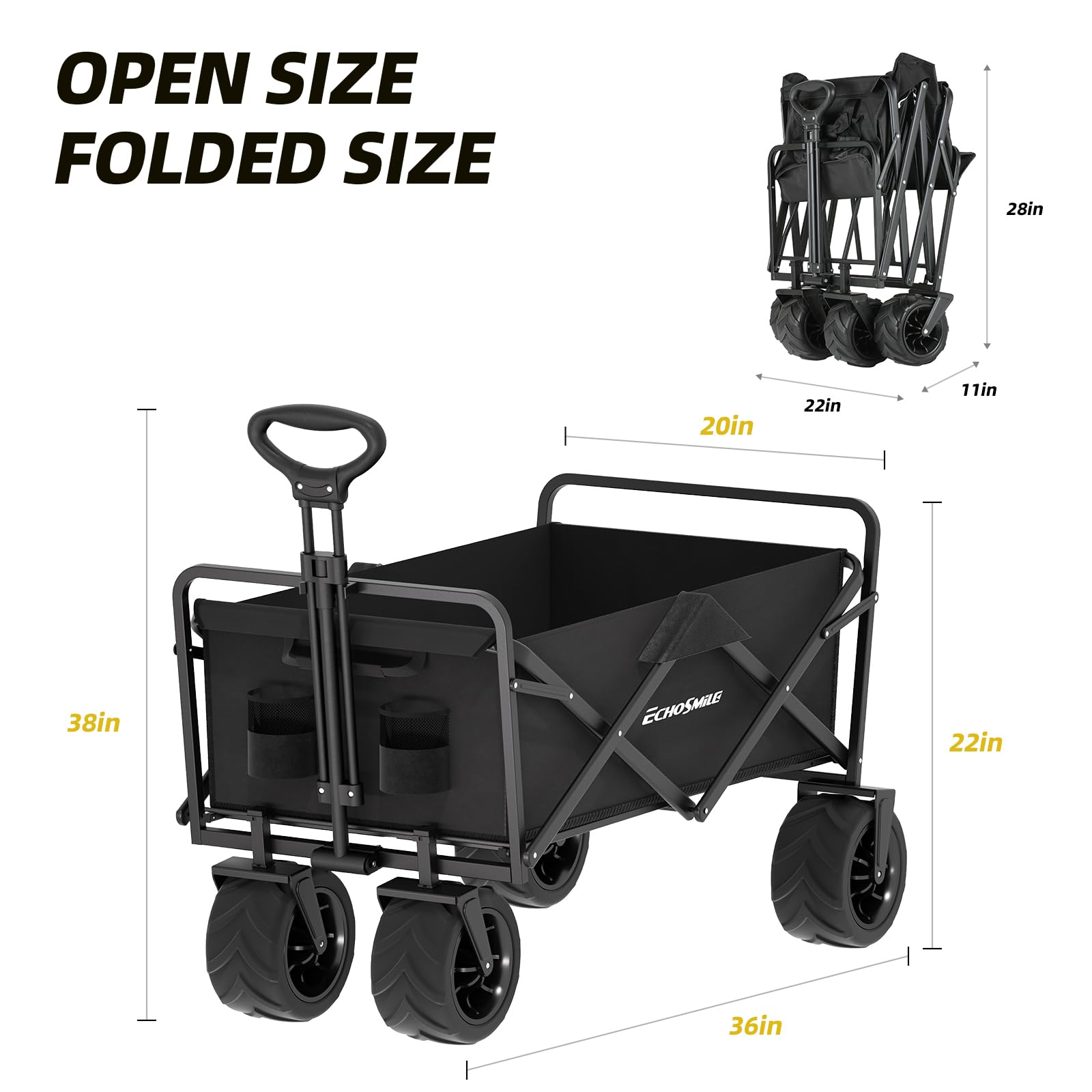EchoSmile folded compact for easy trunk storage and transport benefit