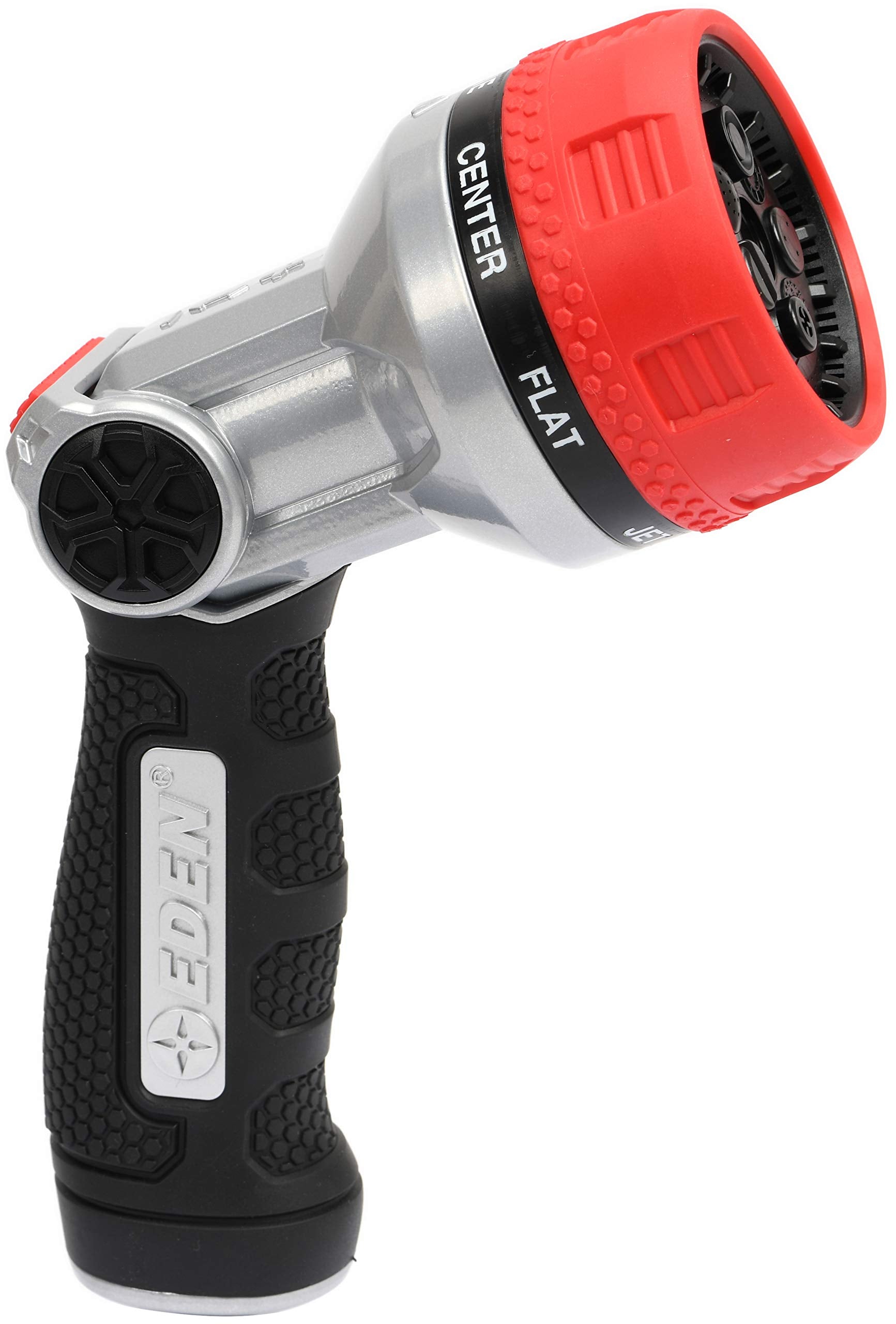 Eden nozzle held in hand for size comparison showing compact, ergonomic design