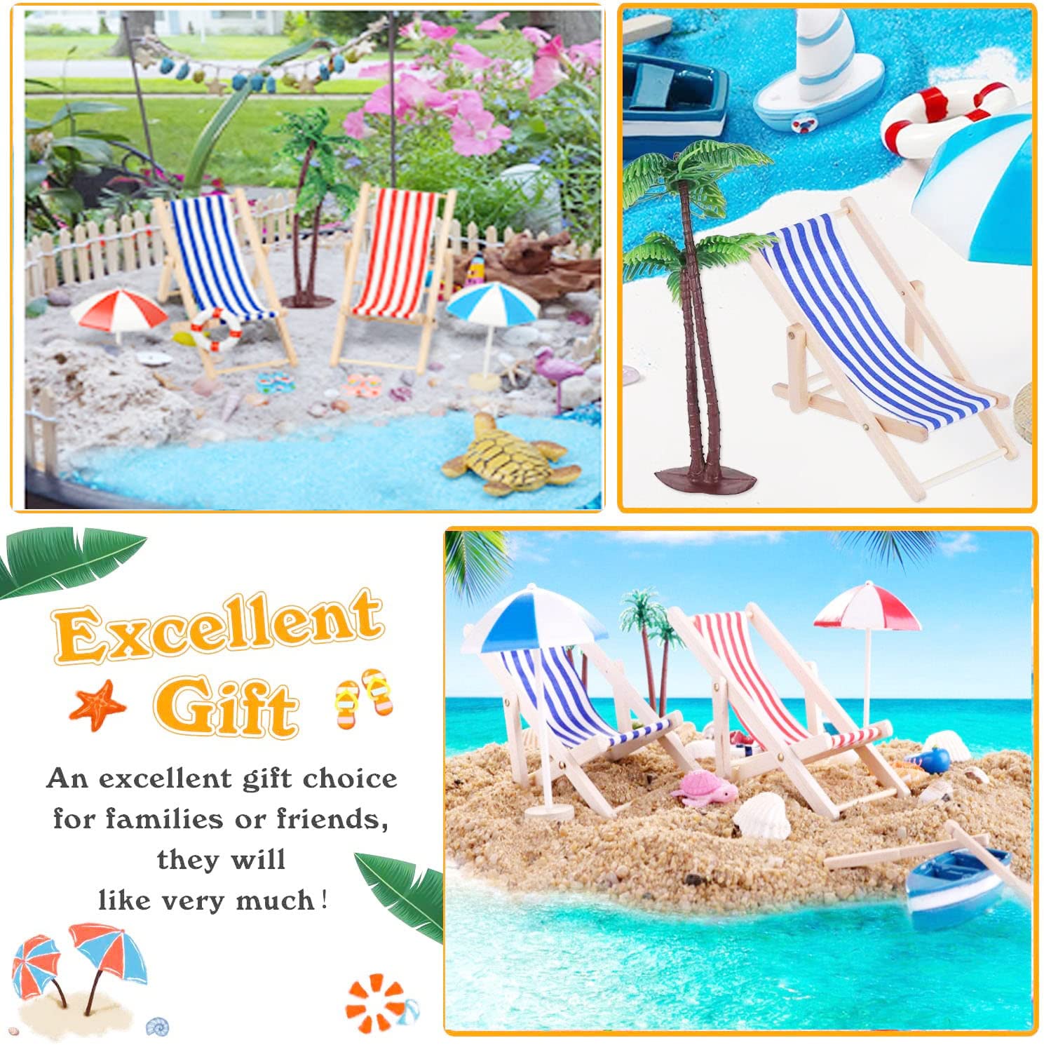 EIKEJI mini beach chairs with tea table staged, enhances small scenes