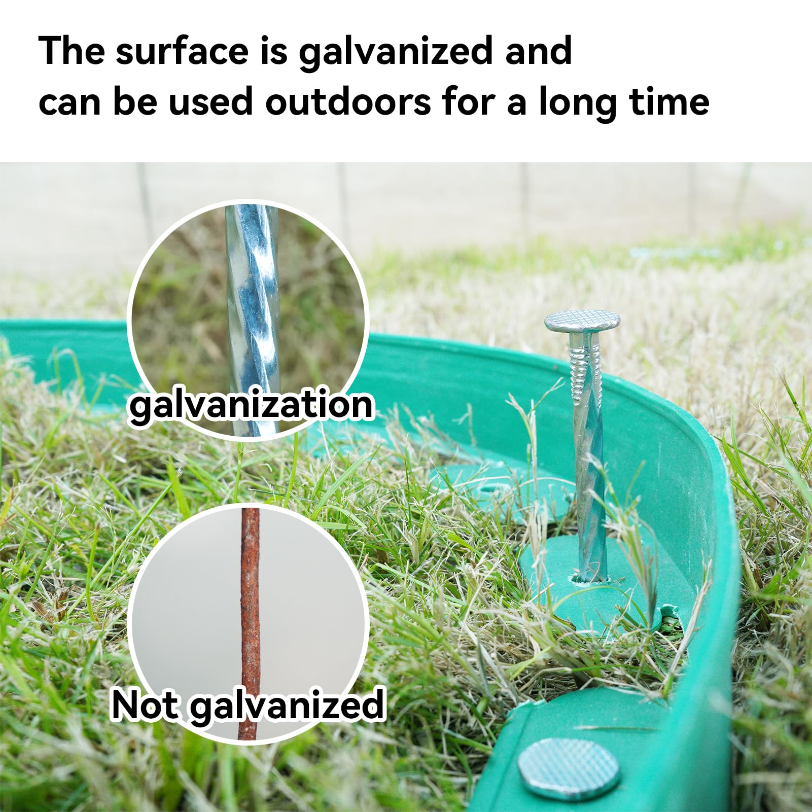 EISENSP stake pinned through artificial turf showing edge stability benefit