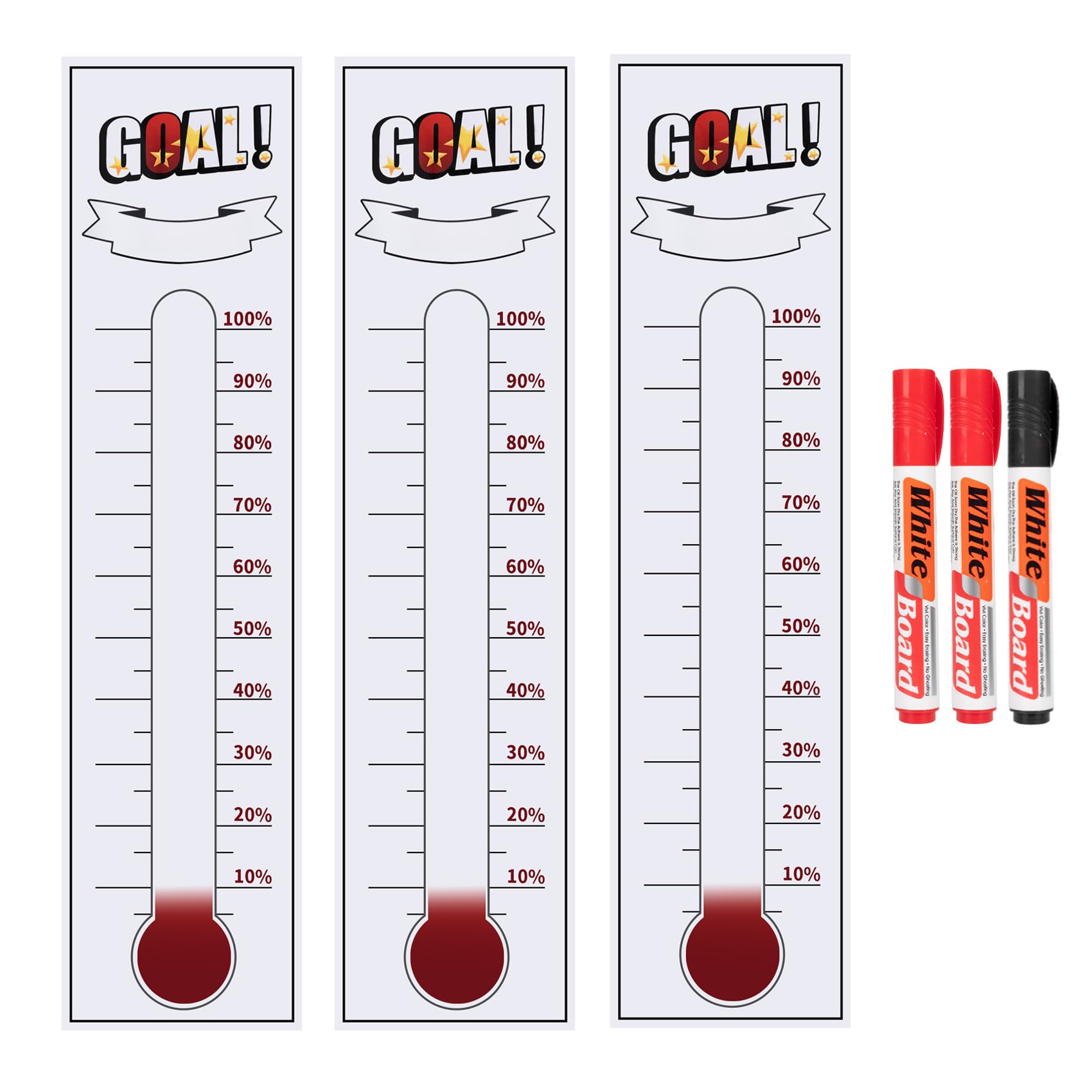 Ekozenyfy front view of full 46x12 fundraiser thermometer showing clear goal