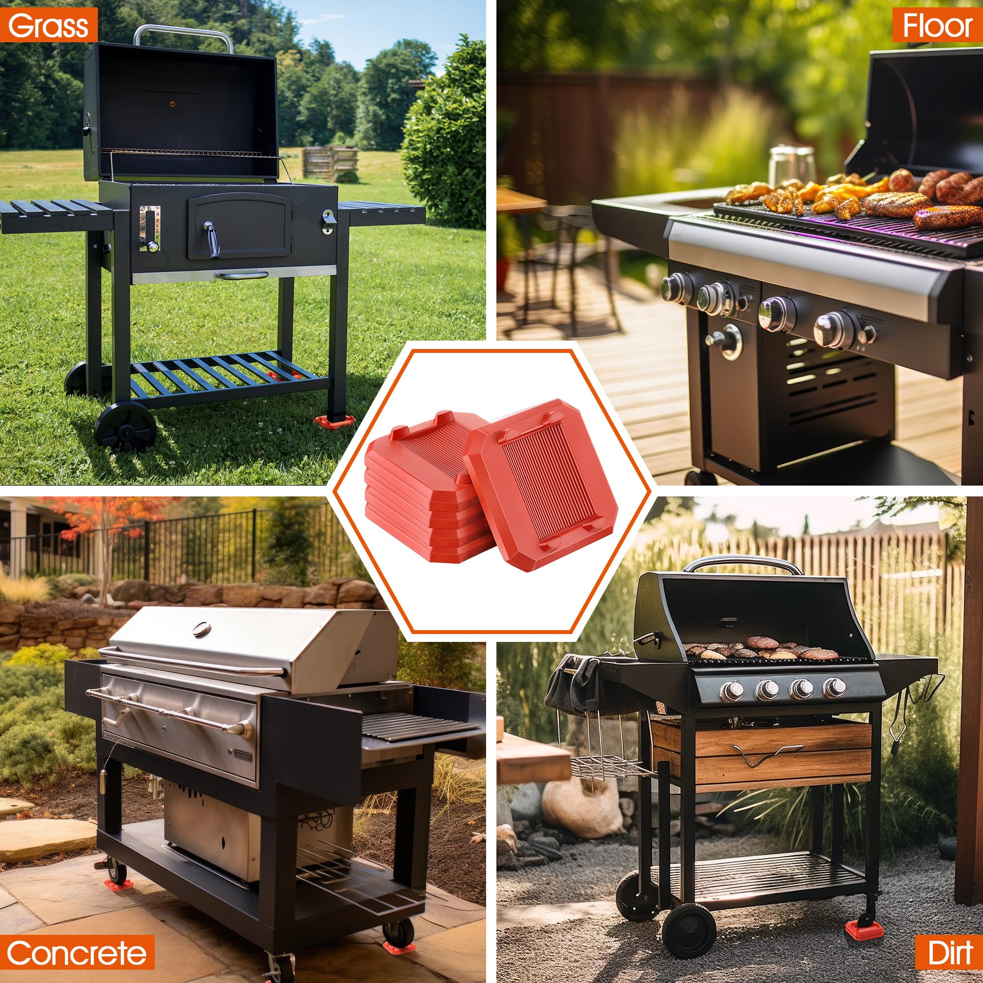 ElectricWise shims under patio griddle showing level surface and safer grilling benefit