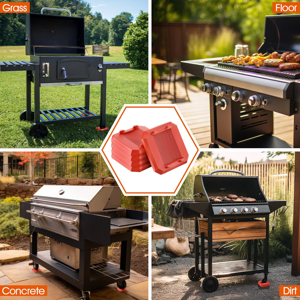 ElectricWise shims under patio griddle showing level surface and safer grilling benefit