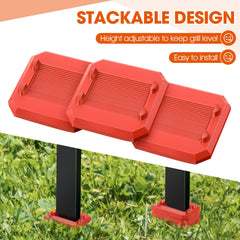ElectricWise shim placed under griddle leg demonstrating stable cooking benefit