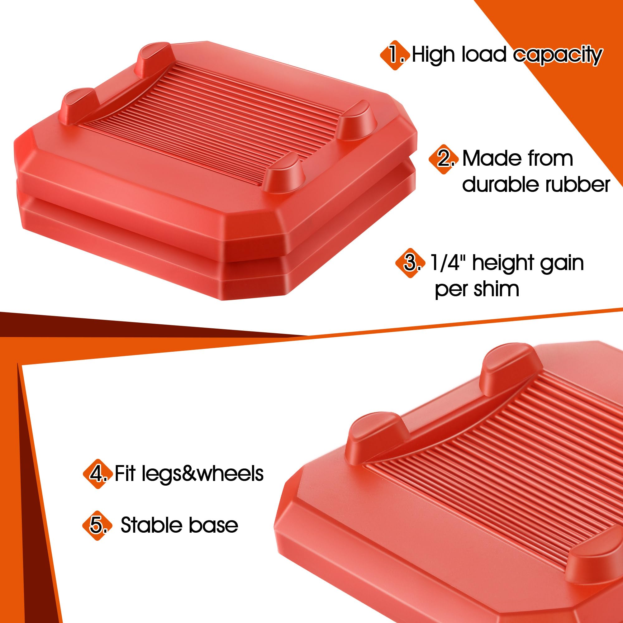 ElectricWise shims beside ruler showing 1/4 inch increment height benefit