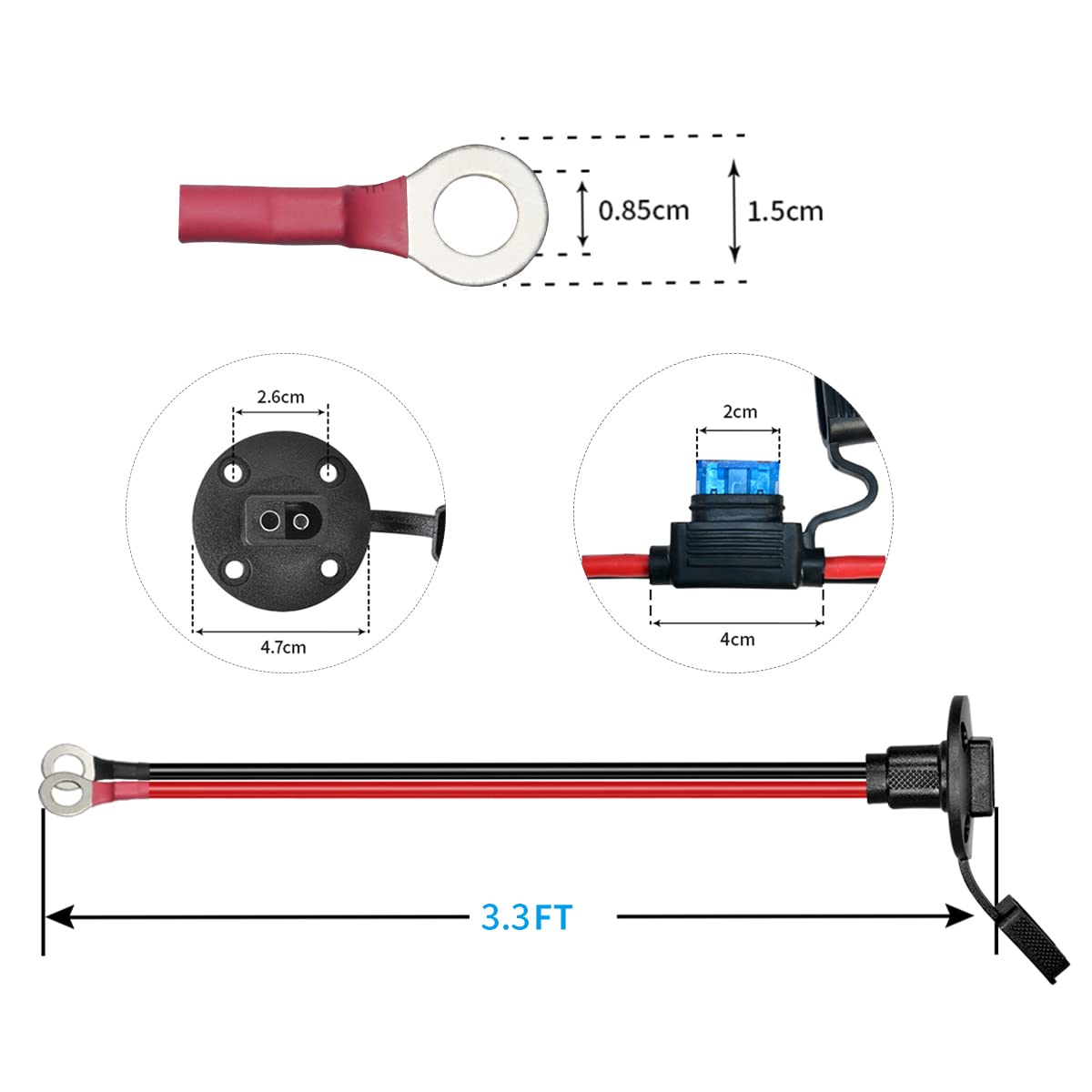ELFCULB SAE connector with protective cap keeping port clean and dry