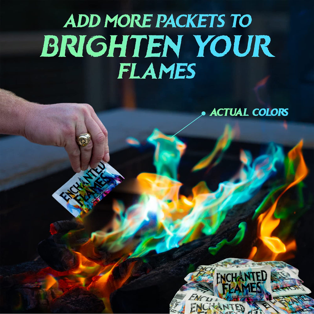 ENCHANTED FLAMES packet next to a coin to show 25-gram size