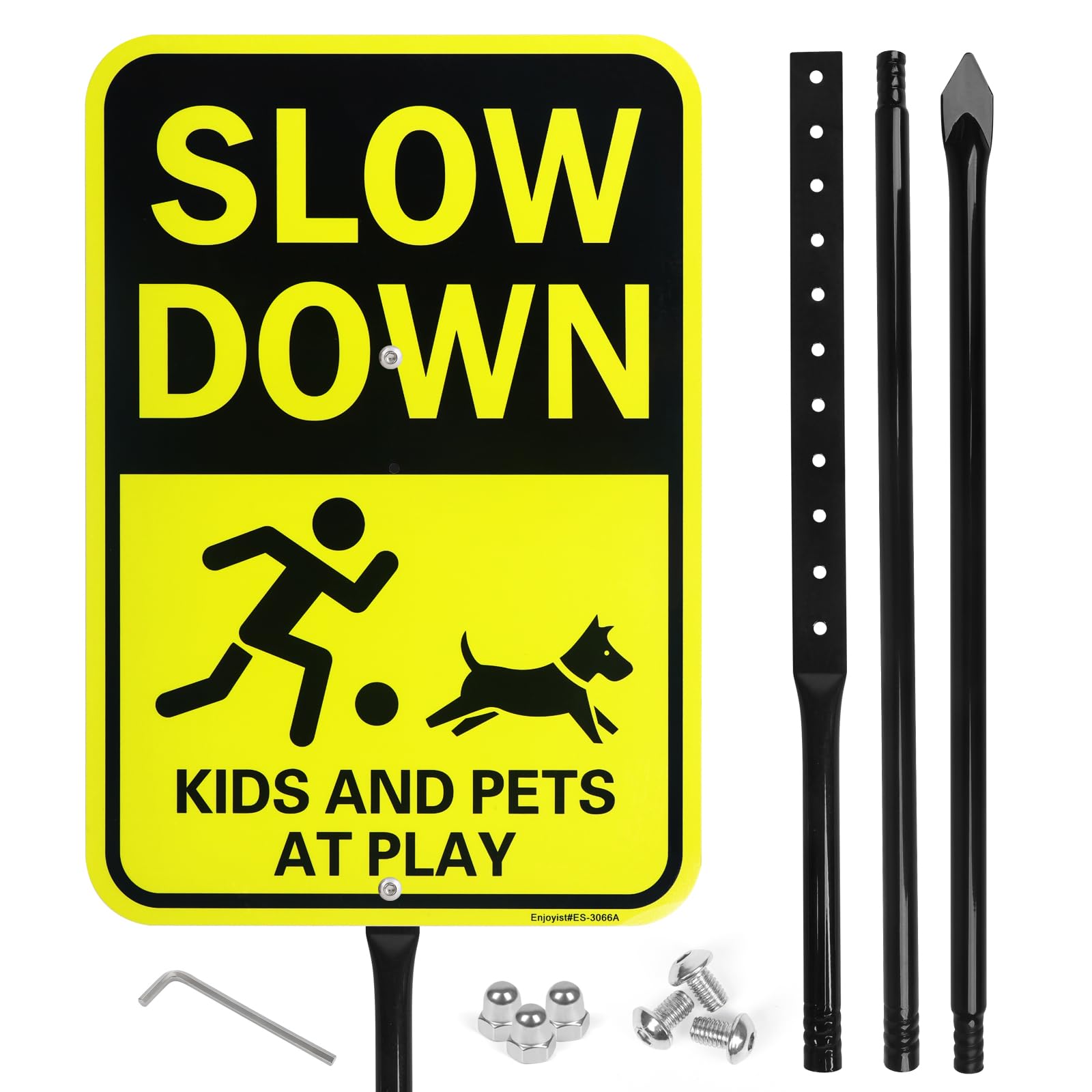 Enjoyist front view of sign showing clear message and durable panel for visibility