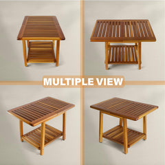 ENKEZI lower shelf view showing extra storage and organized outdoor living