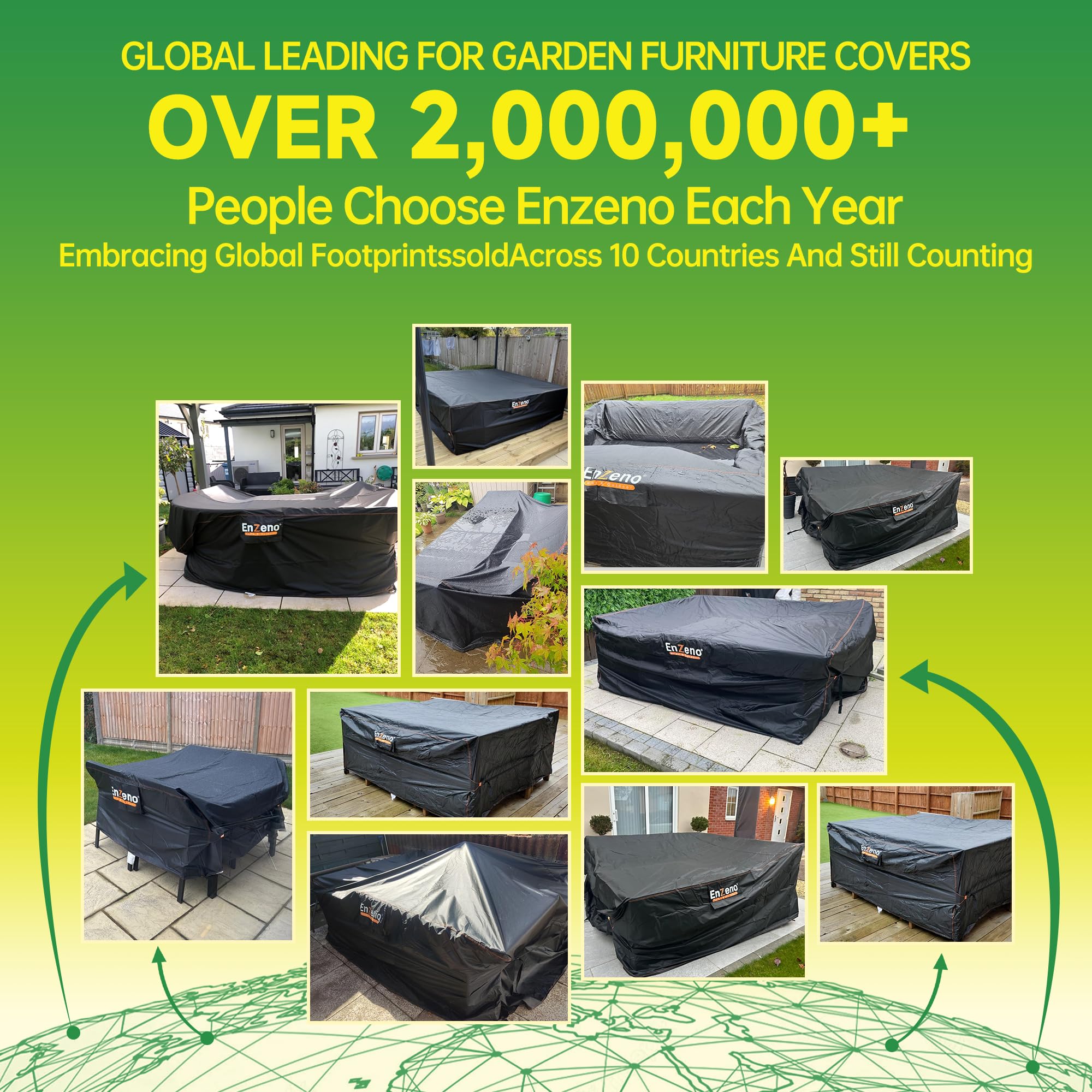 Enzeno lifestyle patio setting illustrating outdoor weather protection
