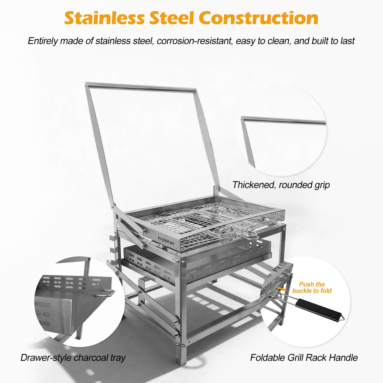 Ergocar label and materials closeup highlighting stainless steel durability