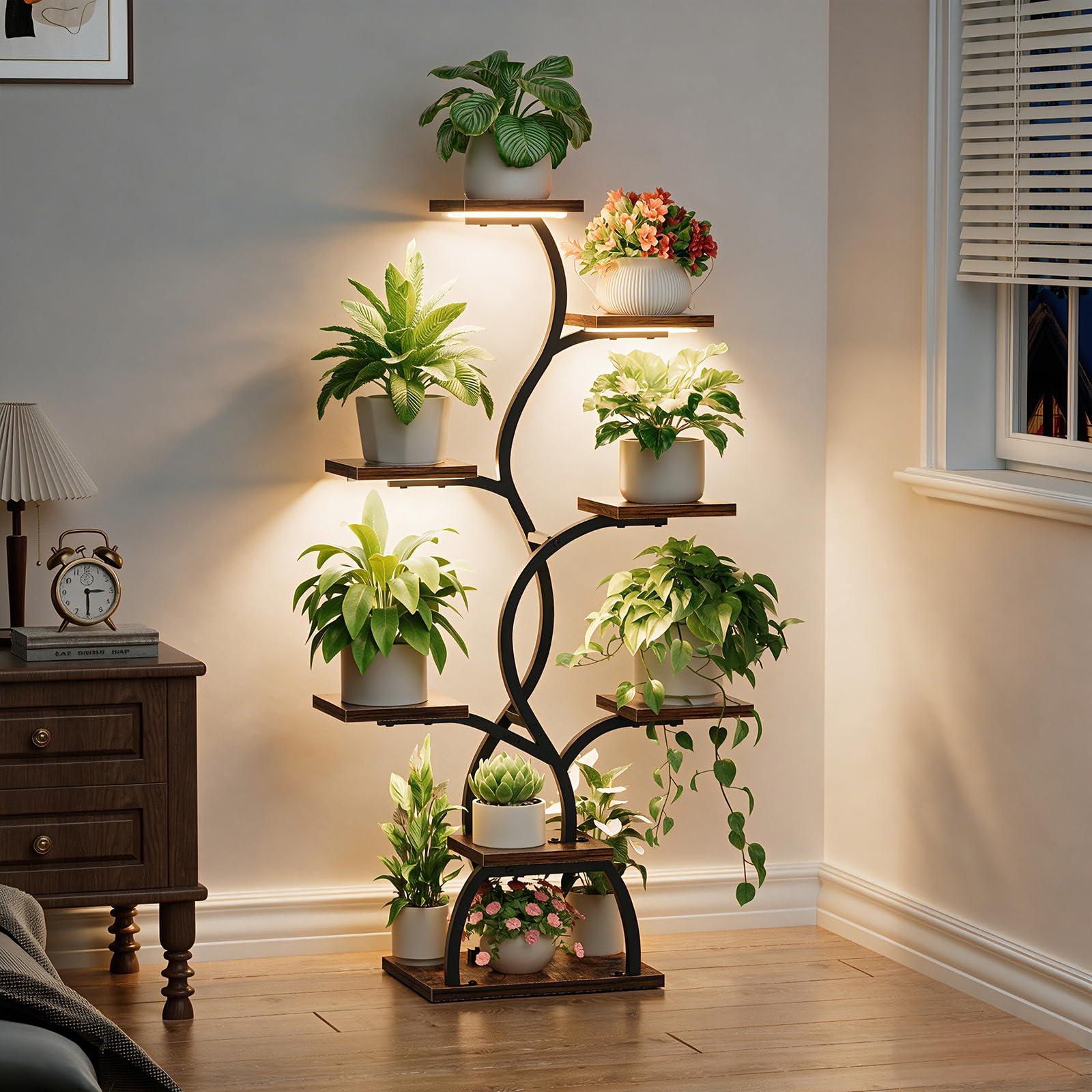 EVAWOO packaged and assembled plant stand ready for delivery and setup