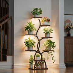 EVAWOO detailed staggered shelf layout showing space for multiple pots