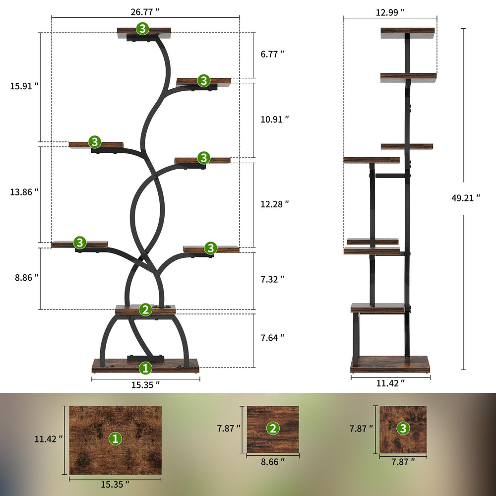 EVAWOO trailing vines on staggered shelves showing graceful plant display