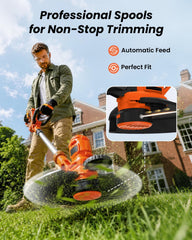 Eventronic installed spool in a Black+Decker trimmer head demonstrating easy automatic-feed convenience