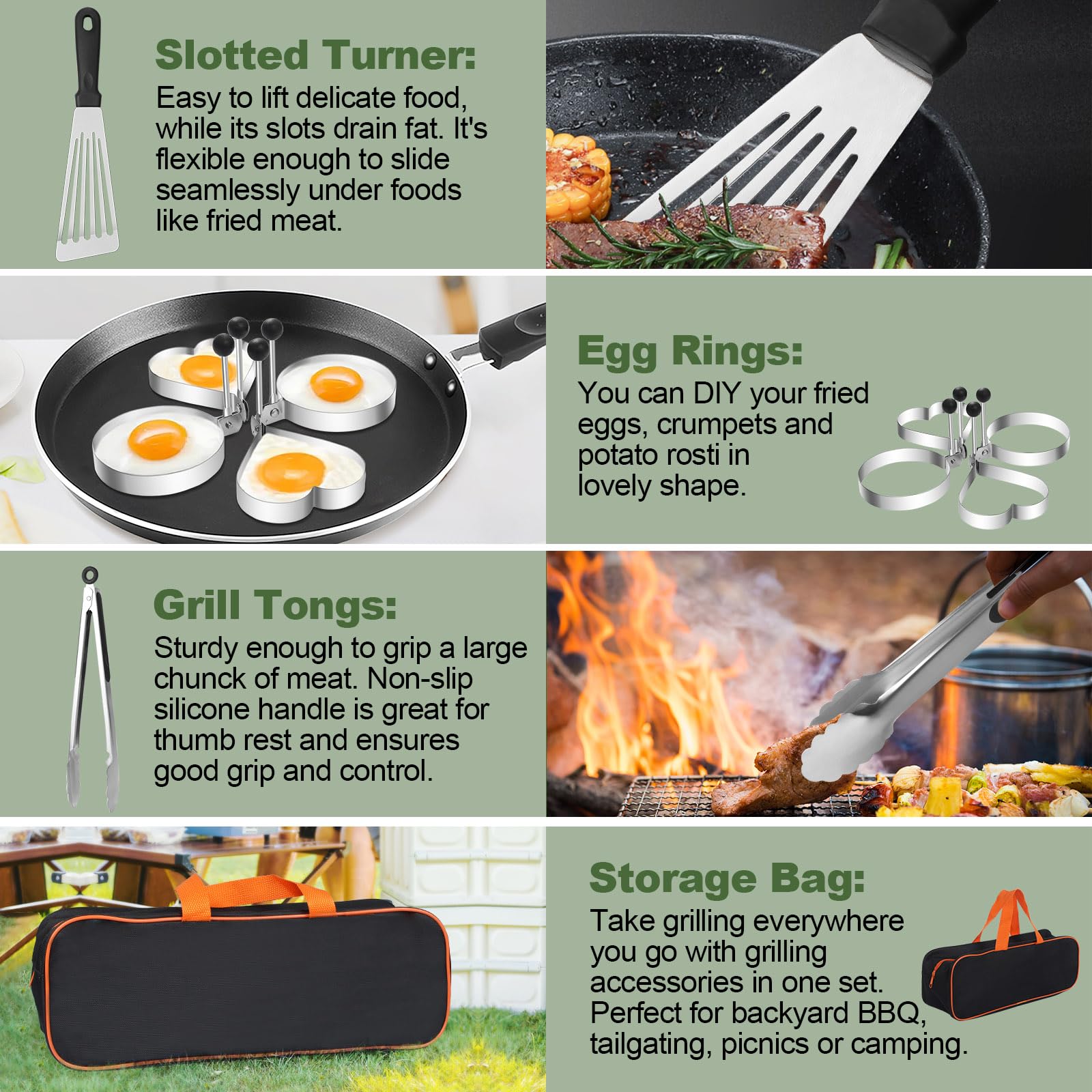 EWFEN lifestyle shot of flat-top grilling showing kit in use for backyard cooking