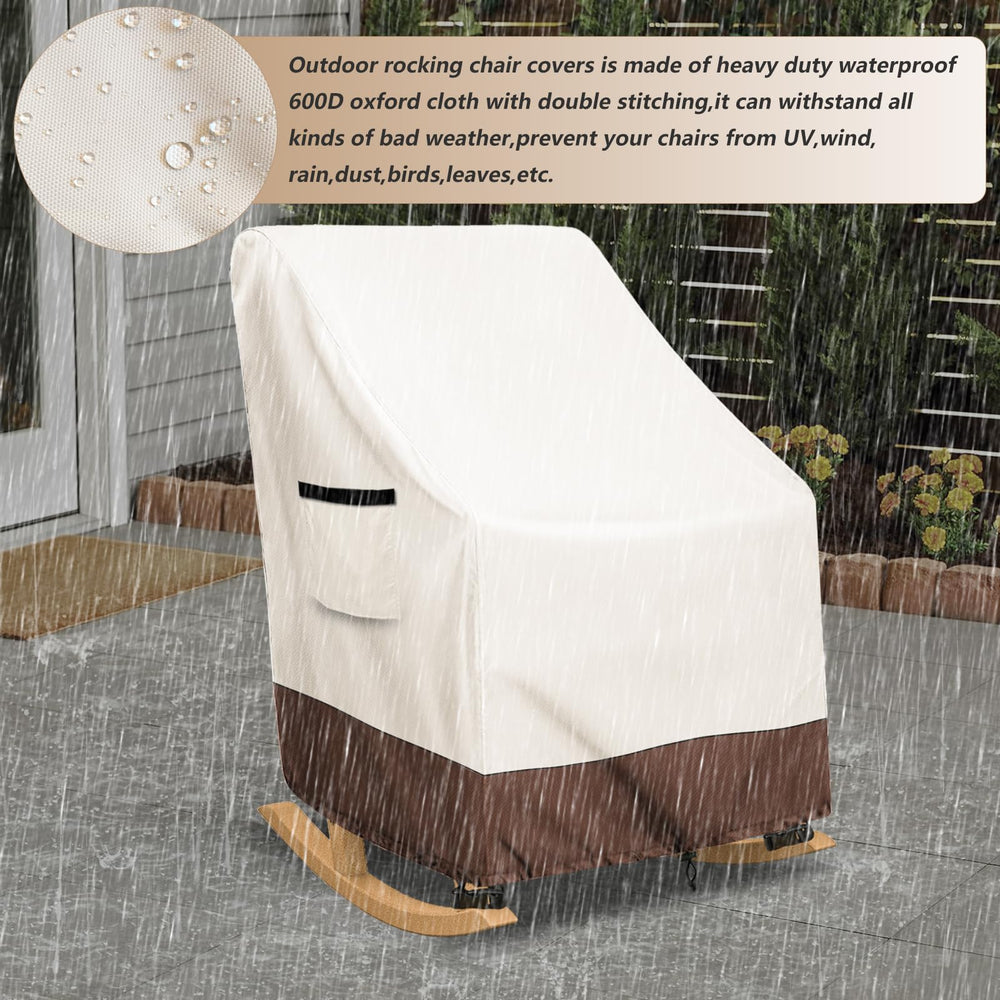 Exokugo cover beside standard chair illustrating 27 x 34 x 45 inch fit