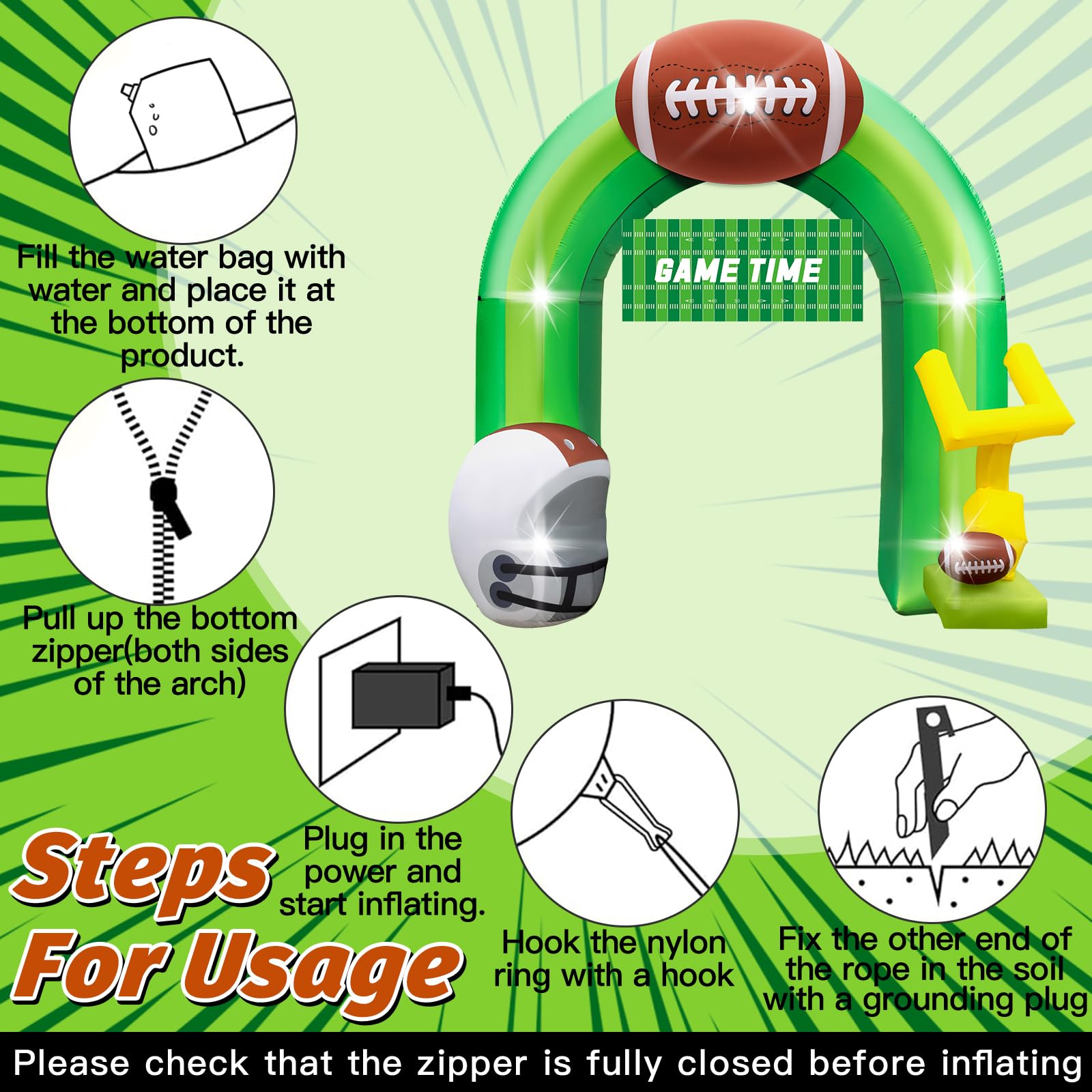 Eyourlife blower and zipper during inflation for fast assembly